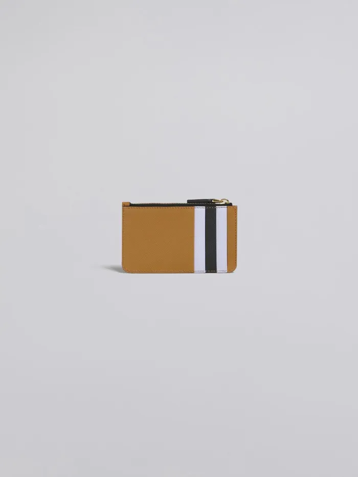 Marni Brown Lilac And Black Saffiano Leather Card Case Dijon Womens Wallets and Small Leather Goods Marni Brown Lilac And Black Saffiano Leather Card Case Dijon Womens Wallets and Small Leather Goods