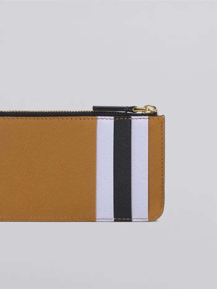 Marni Brown Lilac And Black Saffiano Leather Card Case Dijon Womens Wallets and Small Leather Goods Marni Brown Lilac And Black Saffiano Leather Card Case Dijon Womens Wallets and Small Leather Goods