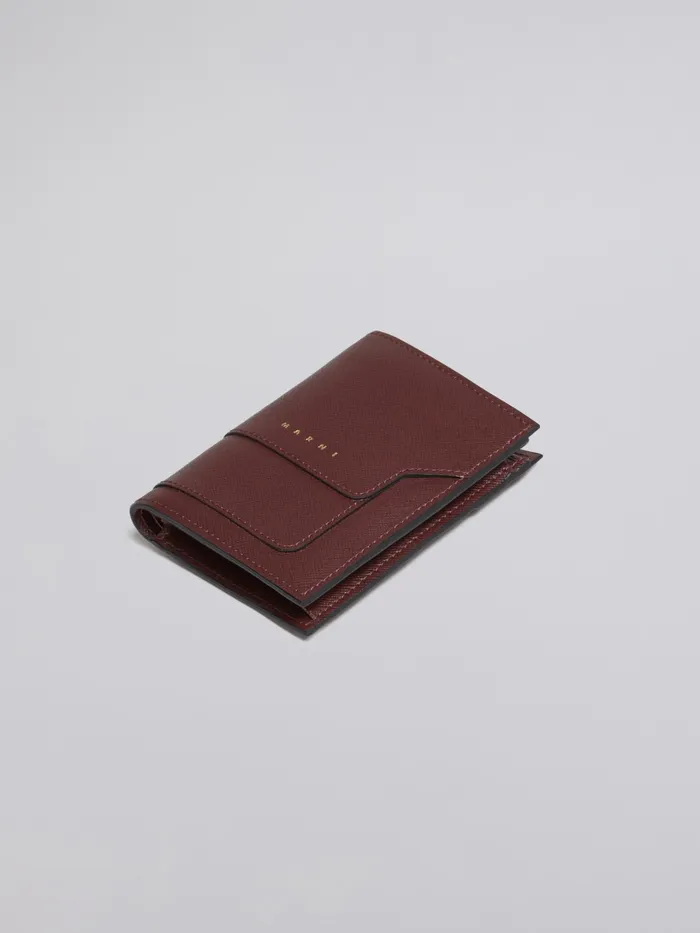 Marni Burgundy Saffiano Leather Bifold Wallet Wild Cherry Womens Wallets and Small Leather Goods Marni Burgundy Saffiano Leather Bifold Wallet Wild Cherry Womens Wallets and Small Leather Goods