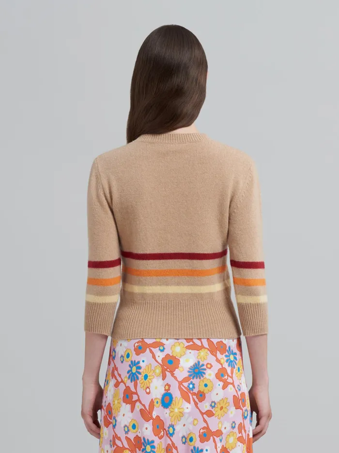 Marni Carded Wool And Cashmere Sweater Winter Wheat Womens Knitwear Marni Carded Wool And Cashmere Sweater Winter Wheat Womens Knitwear