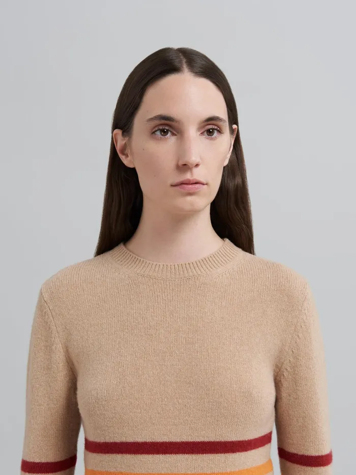 Marni Carded Wool And Cashmere Sweater Winter Wheat Womens Knitwear Marni Carded Wool And Cashmere Sweater Winter Wheat Womens Knitwear