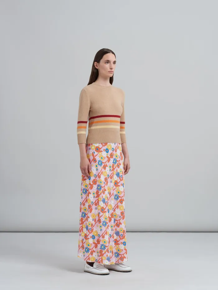 Marni Carded Wool And Cashmere Sweater Winter Wheat Womens Knitwear Marni Carded Wool And Cashmere Sweater Winter Wheat Womens Knitwear