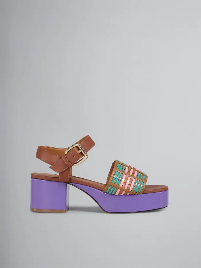 Marni Hand Woven Vegetabletanned Leather Sandal Pink Womens Sandals and Wedges