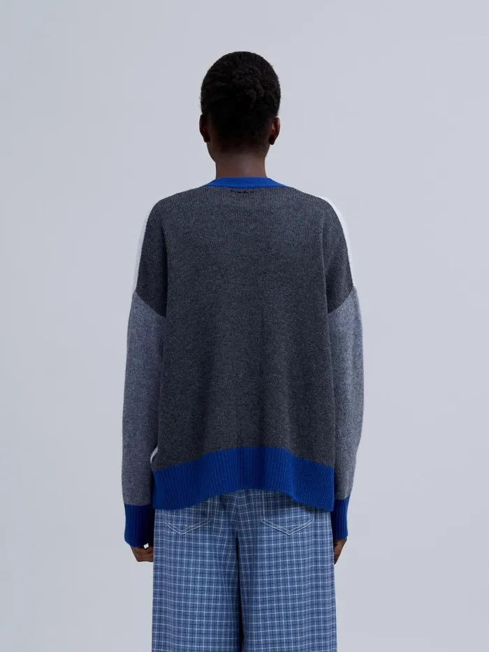 Marni Iconic Cashmere Colourblock Cardigan Light Grey Womens Knitwear Marni Iconic Cashmere Colourblock Cardigan Light Grey Womens Knitwear