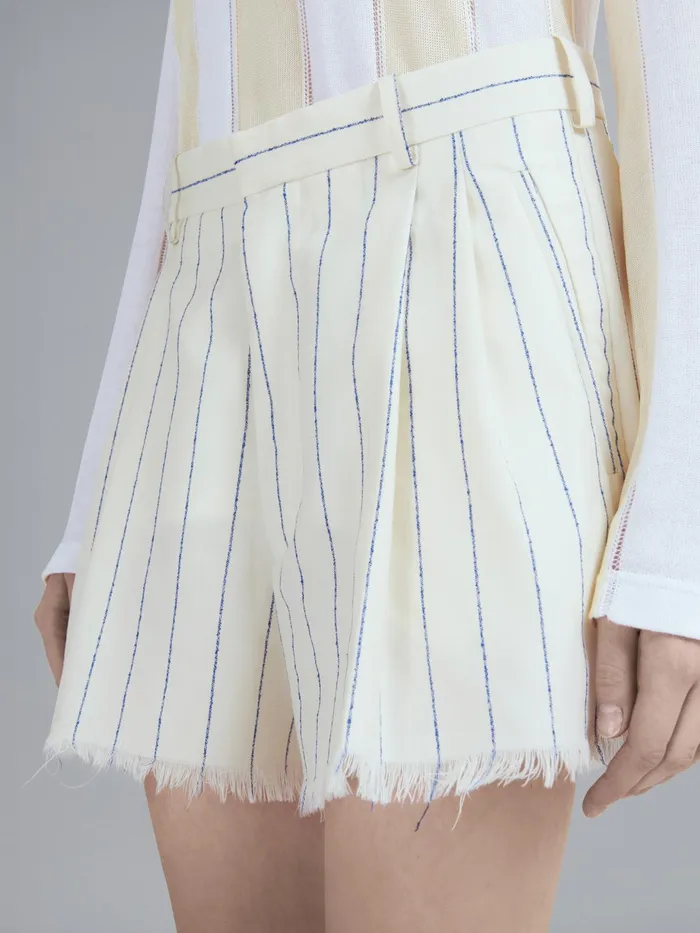 Marni Pinstriped Fresco Wool Cropped Pants Ivory Womens Pants Marni Pinstriped Fresco Wool Cropped Pants Ivory Womens Pants