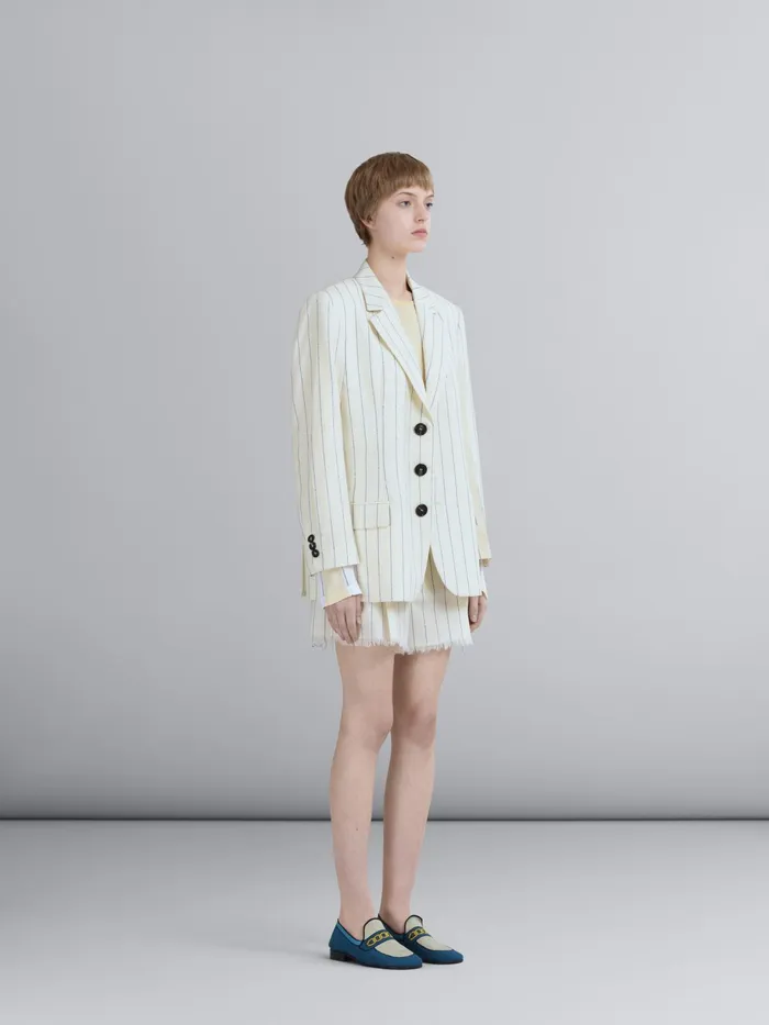 Marni Pinstriped Fresco Wool Cropped Pants Ivory Womens Pants Marni Pinstriped Fresco Wool Cropped Pants Ivory Womens Pants