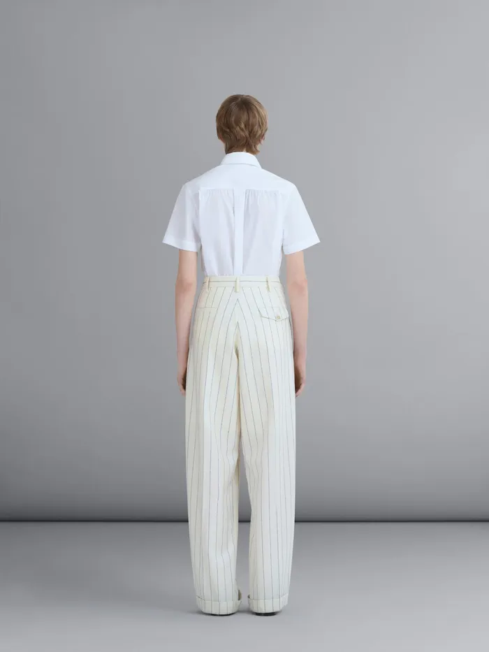 Marni Pinstriped Fresco Wool Pants Ivory Womens Pants Marni Pinstriped Fresco Wool Pants Ivory Womens Pants