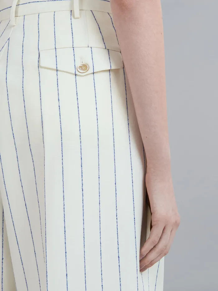 Marni Pinstriped Fresco Wool Pants Ivory Womens Pants Marni Pinstriped Fresco Wool Pants Ivory Womens Pants