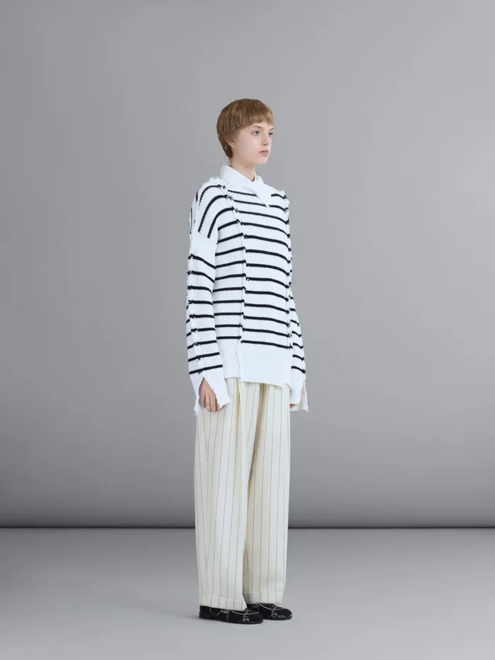 Marni Pinstriped Fresco Wool Pants Ivory Womens Pants Marni Pinstriped Fresco Wool Pants Ivory Womens Pants