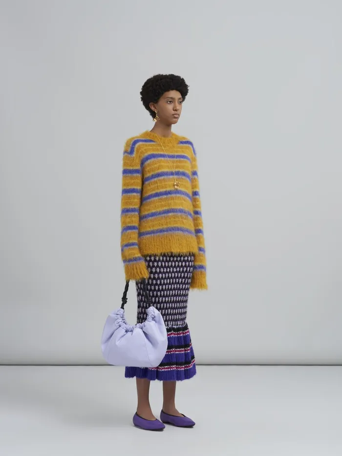 Marni Striped Brushed Mohair Sweater Gold Womens Knitwear Marni Striped Brushed Mohair Sweater Gold Womens Knitwear