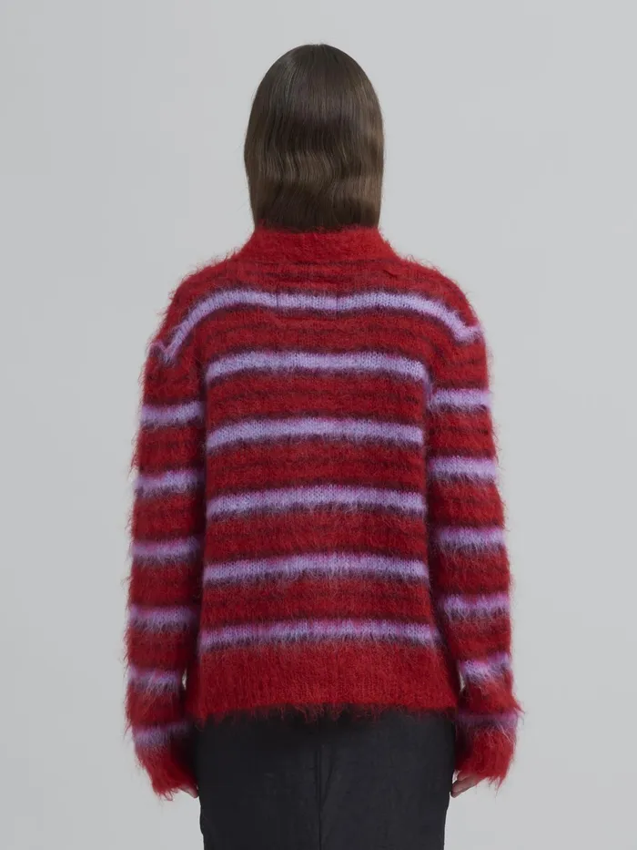 Marni Striped Brushed Mohair Sweater Red Womens Knitwear Marni Striped Brushed Mohair Sweater Red Womens Knitwear