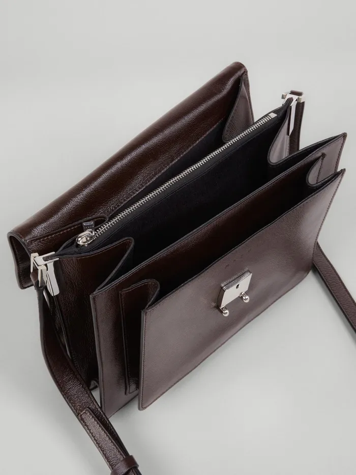 Marni Trunk Soft Large Bag In Brown Leather Black Earth Mens Shoulder Bags Marni Trunk Soft Large Bag In Brown Leather Black Earth Mens Shoulder Bags