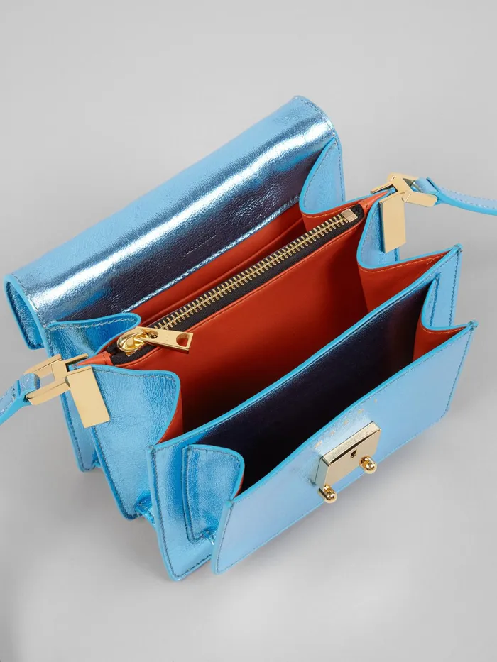 Marni Trunk Soft Mini Bag In Blue Metallic Leather Arctic Womens Crossbody Bags Marni Trunk Soft Mini Bag In Blue Metallic Leather Arctic Womens Crossbody Bags