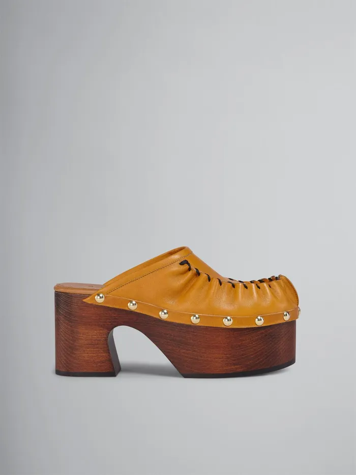 Marni Vegetabletanned Leather Sabot Honey Womens Sandals and Wedges