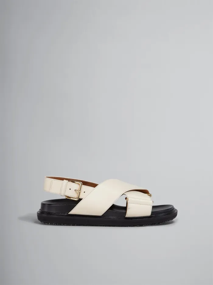 Marni White Leather Fussbett Silk White Womens Sandals and Wedges