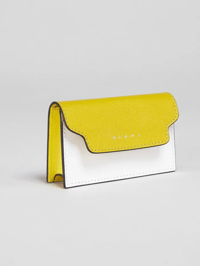 Marni Yellow And White Saffiano Business Card Case Light Topaz Womens Wallets and Small Leather Goods Marni Yellow And White Saffiano Business Card Case Light Topaz Womens Wallets and Small Leather Goods