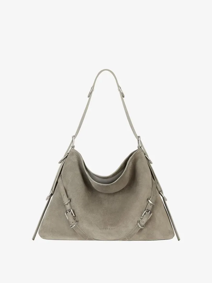 Medium Voyou Bag In Suede Medium Grey Women Givenchy Shoulder Bags