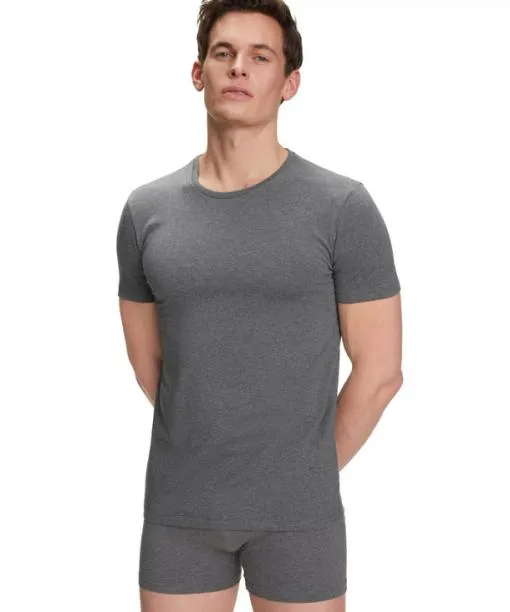 Men 2Pack Men TShirt Roundneck Daily Comfort Dark Grey FALKE Shirts