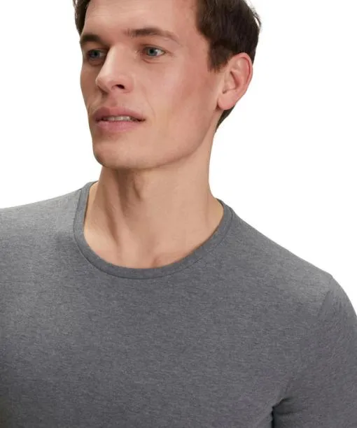 Men 2Pack Men TShirt Roundneck Daily Comfort Dark Grey FALKE Shirts