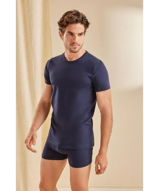 Men 2Pack Men TShirt Roundneck Daily Comfort Dark Grey FALKE Shirts