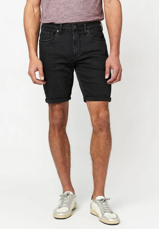 Men Black Vintage Slim Parker Shorts Black Buffalo David Bitton Shorts