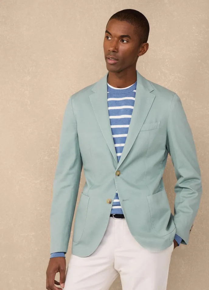 Men Blazers Faonnable Linen Cotton Blazer With Patch Pockets Fanfare Green