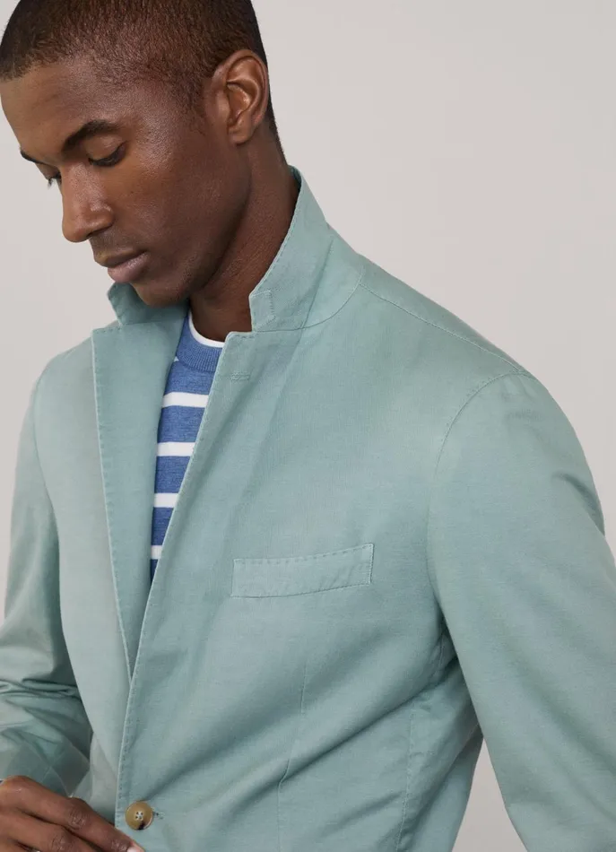 Men Blazers Faonnable Linen Cotton Blazer With Patch Pockets Fanfare Green