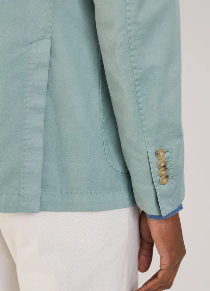 Men Blazers Faonnable Linen Cotton Blazer With Patch Pockets Fanfare Green