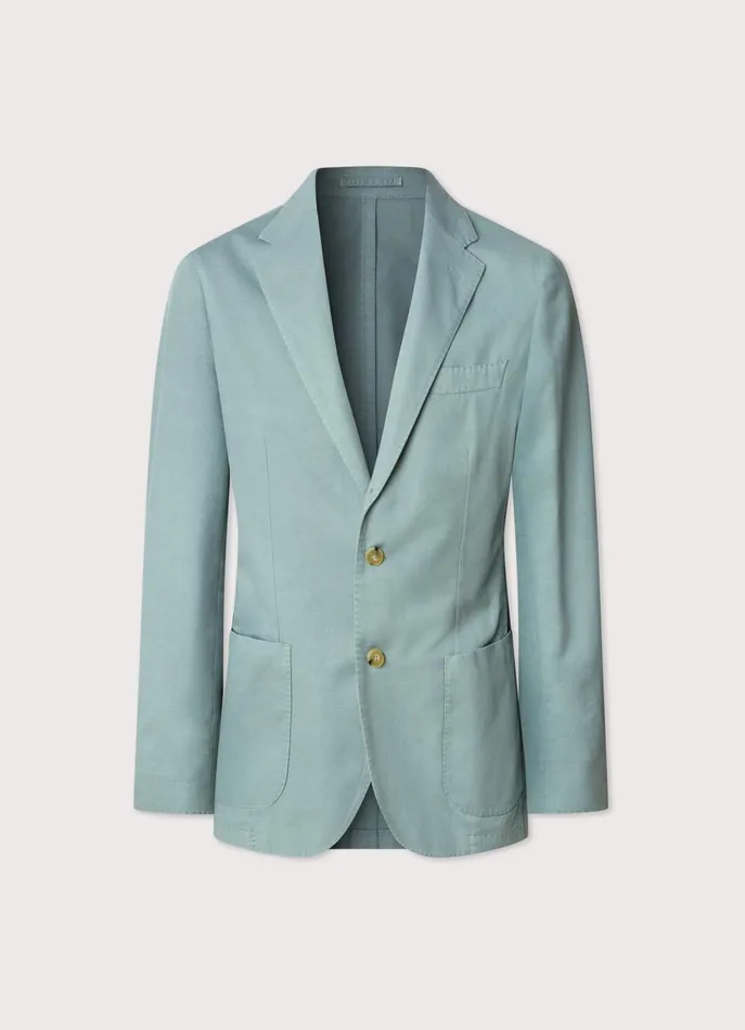 Men Blazers Faonnable Linen Cotton Blazer With Patch Pockets Fanfare Green