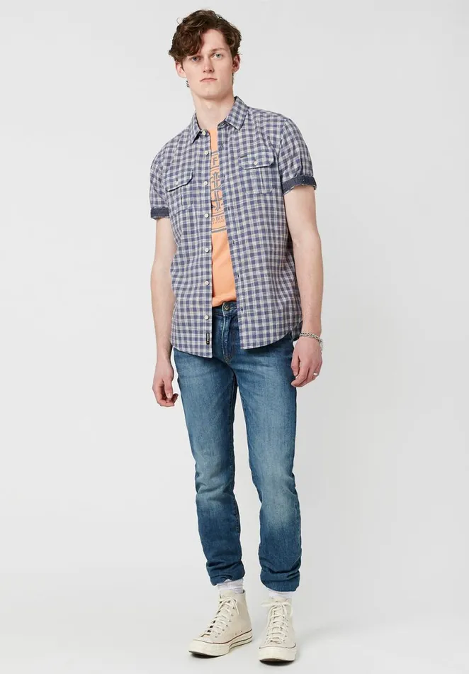 Men Buttoned Saqui Acid Wash Shirt Mood Buffalo David Bitton Shirts