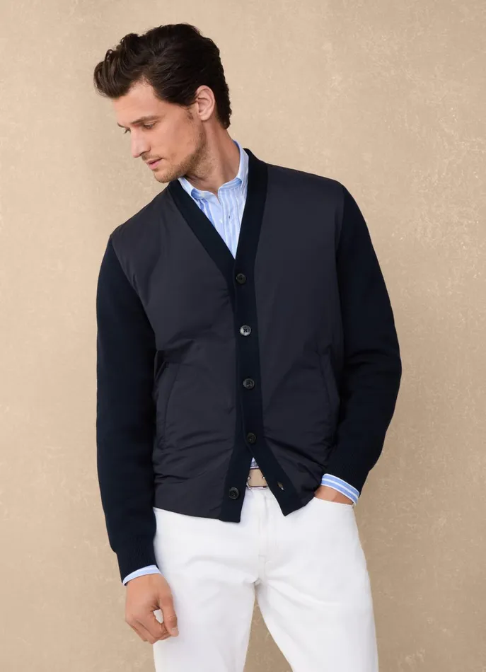Men Coats and Jackets Faonnable Hybrid Cardigan With Buttoned Closure Marine Blue Men Coats and Jackets Faonnable Hybrid Cardigan With Buttoned Closure Marine Blue