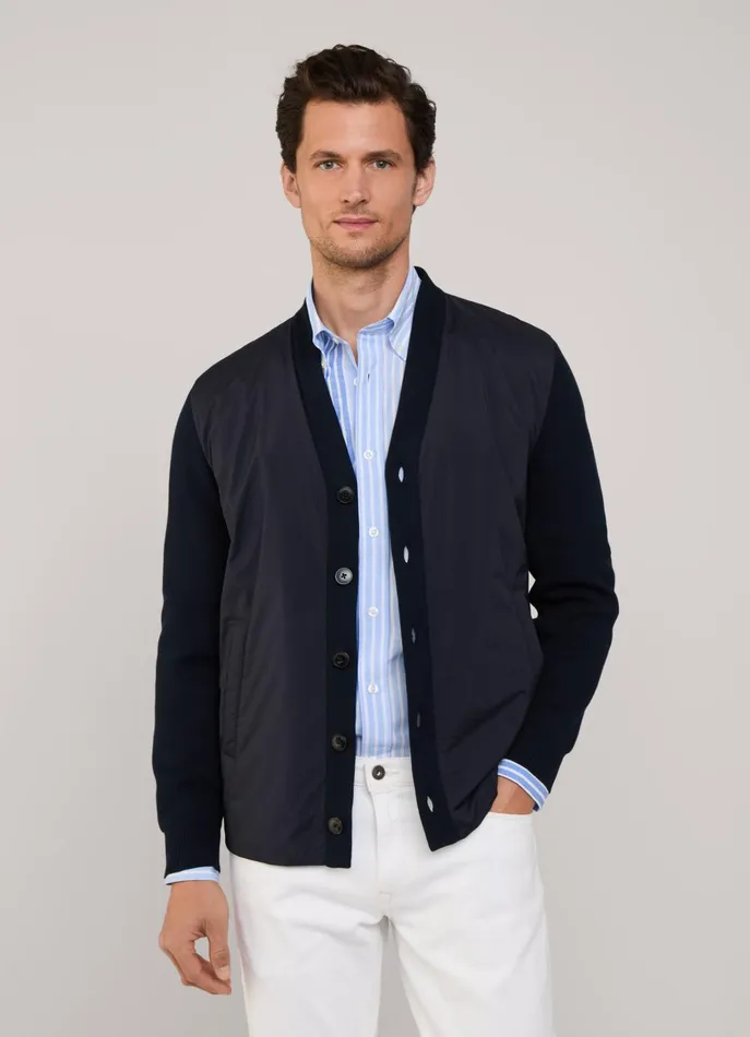 Men Coats and Jackets Faonnable Hybrid Cardigan With Buttoned Closure Marine Blue
