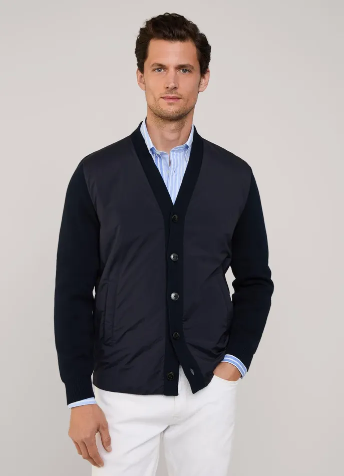 Men Coats and Jackets Faonnable Hybrid Cardigan With Buttoned Closure Marine Blue