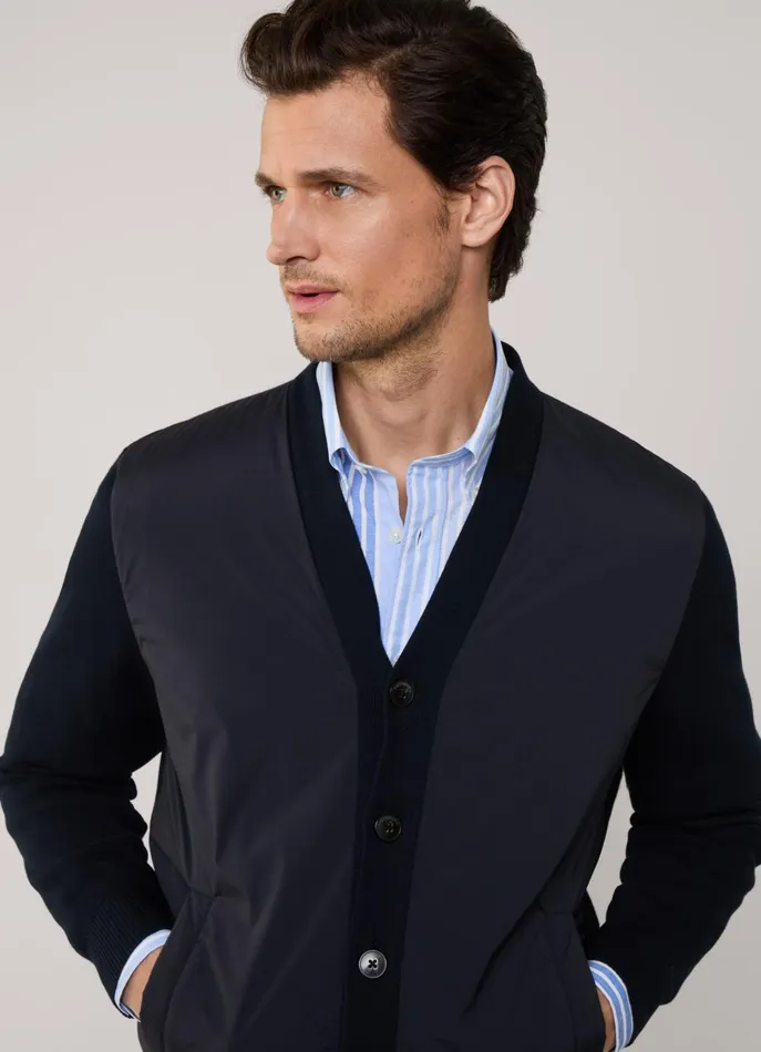 Men Coats and Jackets Faonnable Hybrid Cardigan With Buttoned Closure Marine Blue