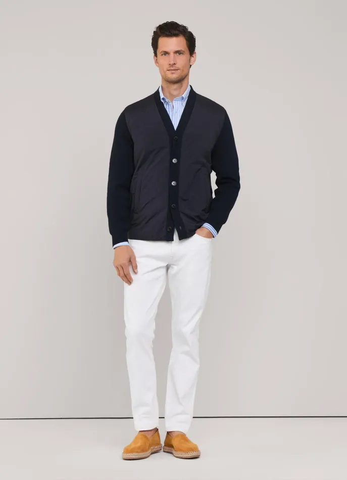 Men Coats and Jackets Faonnable Hybrid Cardigan With Buttoned Closure Marine Blue