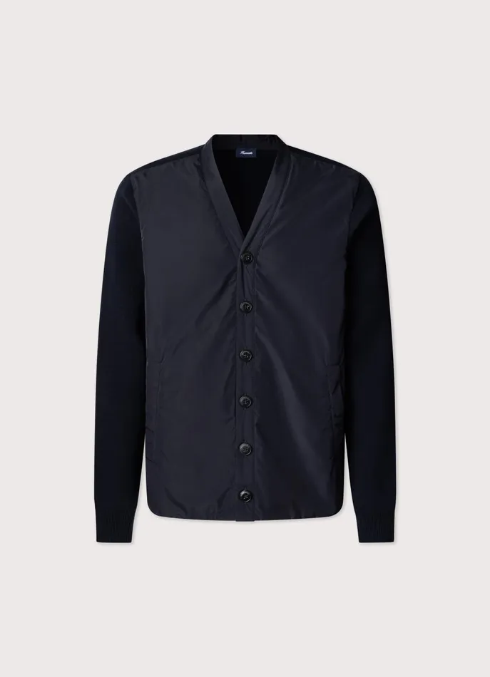 Men Coats and Jackets Faonnable Hybrid Cardigan With Buttoned Closure Marine Blue