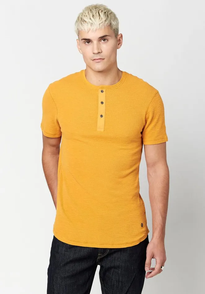Men Cotton Kosory Henley TShirt Ruby Buffalo David Bitton Tops and Tees