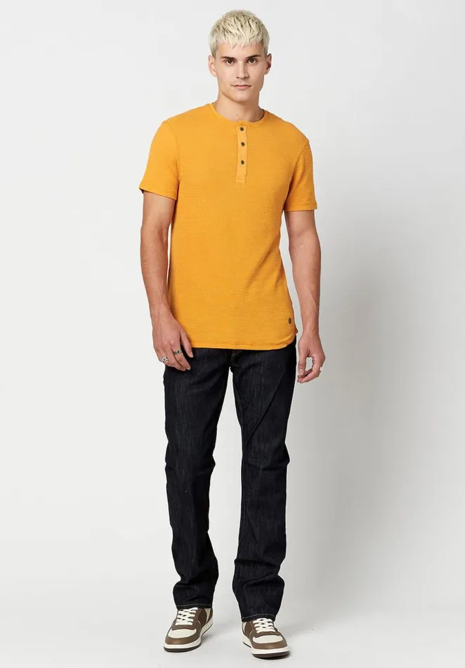 Men Cotton Kosory Henley TShirt Ruby Buffalo David Bitton Tops and Tees