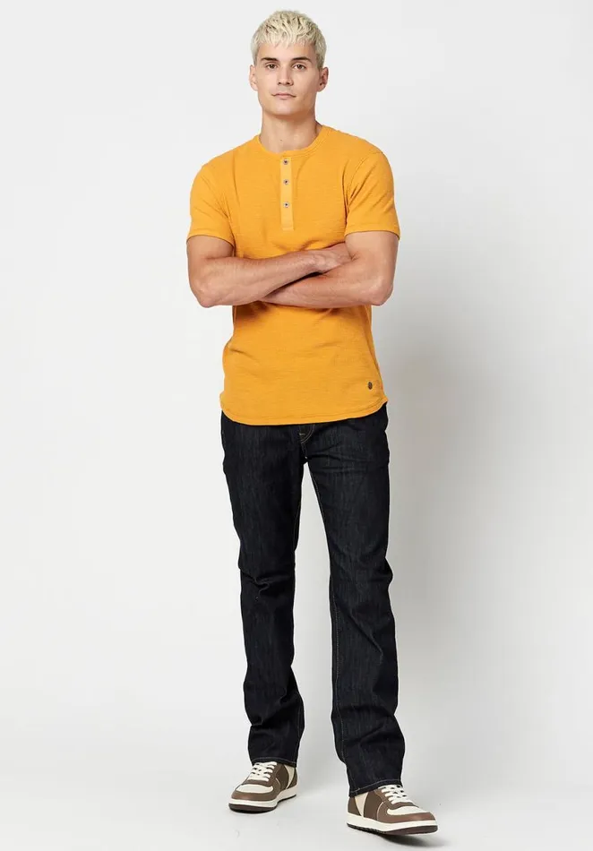 Men Cotton Kosory Henley TShirt Ruby Buffalo David Bitton Tops and Tees