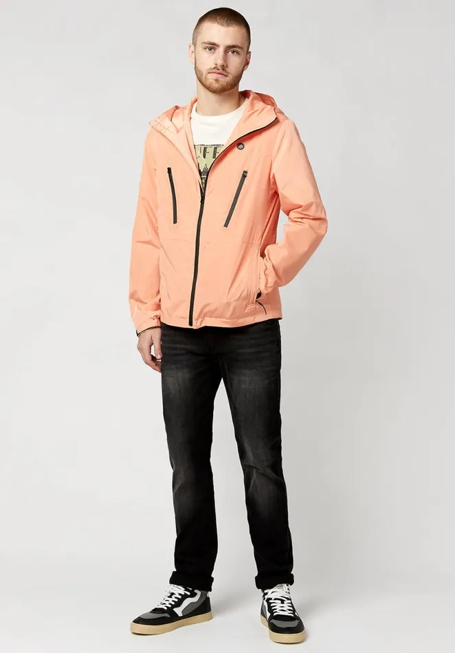 Men Jawont Hooded Windbreaker Shell Coral Buffalo David Bitton Jackets