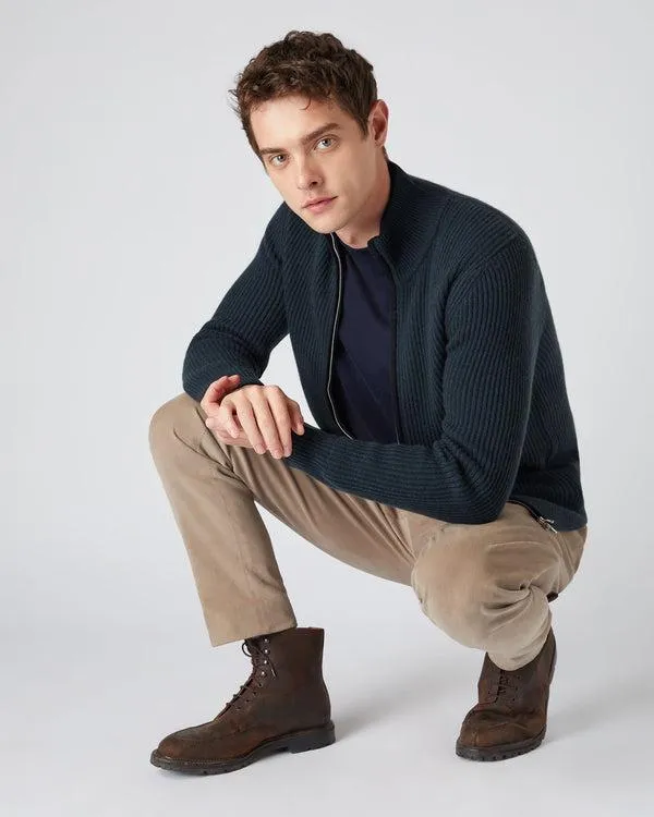 Men Men039s Ribbed Zip Through Cashmere CardiganIn Grigio Blue Grigio Blue NPeal Cardigans Men Men039s Ribbed Zip Through Cashmere CardiganIn Grigio Blue Grigio Blue NPeal Cardigans