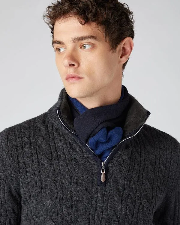 Men Men039s Two Tone Small Cashmere ScarfIn Navy Blue French Blue Navy Blue NPeal Scarves