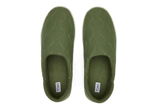 Men MenEzra Green Quilted Cotton Convertible Slipper Bronze Green TOMS Slippers