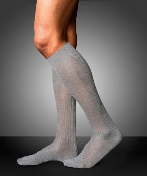 Men No 10 Pure Fil Dcosse Men Kneehigh Socks Light Greymel FALKE By Material