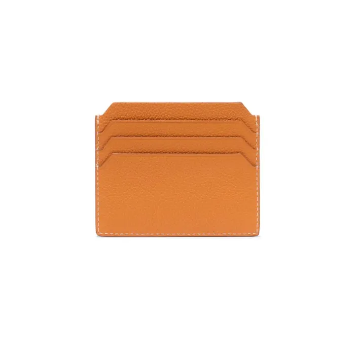 Men Orange Tumbled Leather Credit Card Holder Santoni Small Leather Goods
