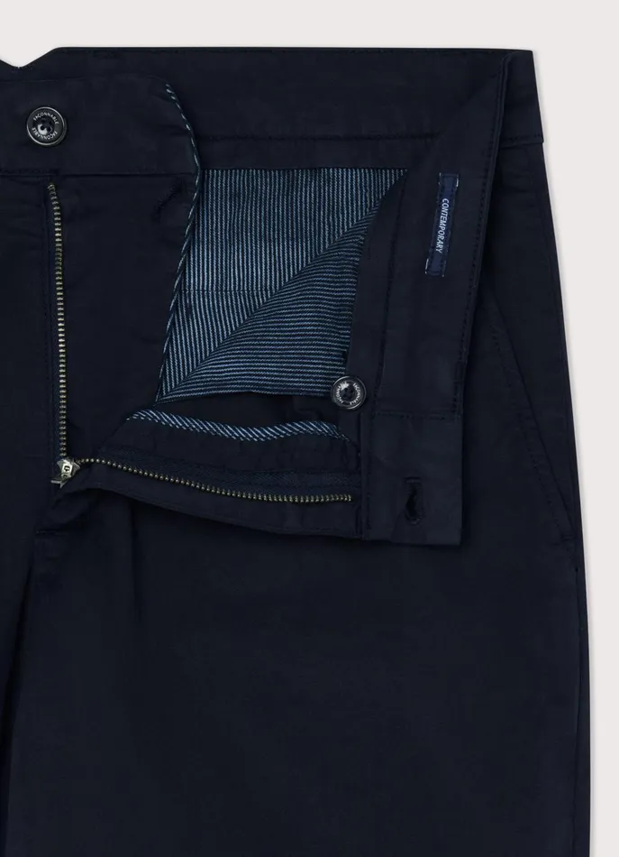Men Pants Faonnable Regular Fit Twill Chinos Marine Blue