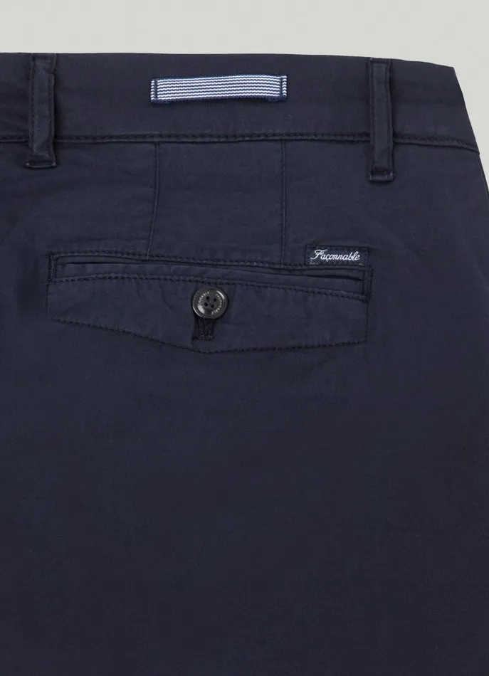 Men Pants Faonnable Regular Fit Twill Chinos Marine Blue