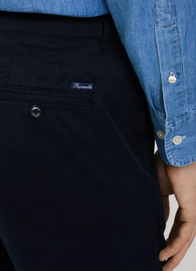 Men Pants Faonnable Regular Fit Twill Chinos Marine Blue