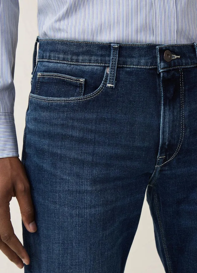 Men Pants Faonnable Regular Fit Worn Effect Jeans Denim Blue