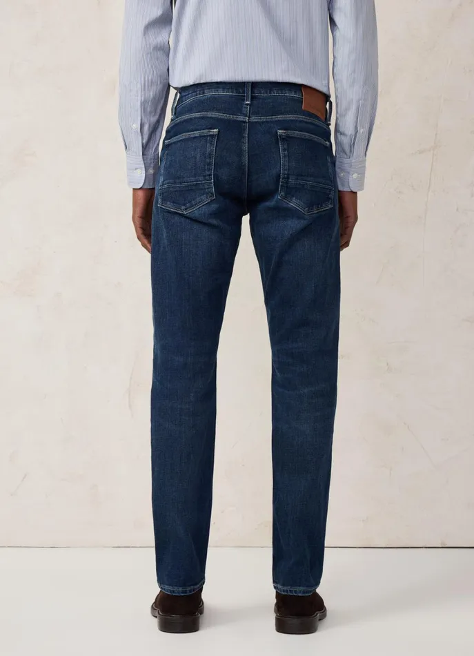 Men Pants Faonnable Regular Fit Worn Effect Jeans Denim Blue